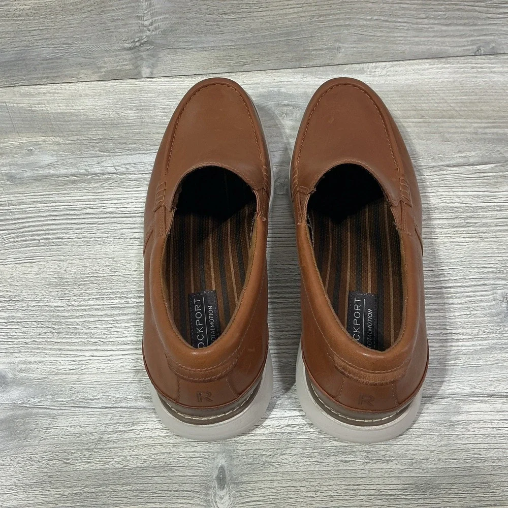 Rockport Men's Size 9 M Total Motion Craft Venetian Leather Loafer Cognac CJ1330